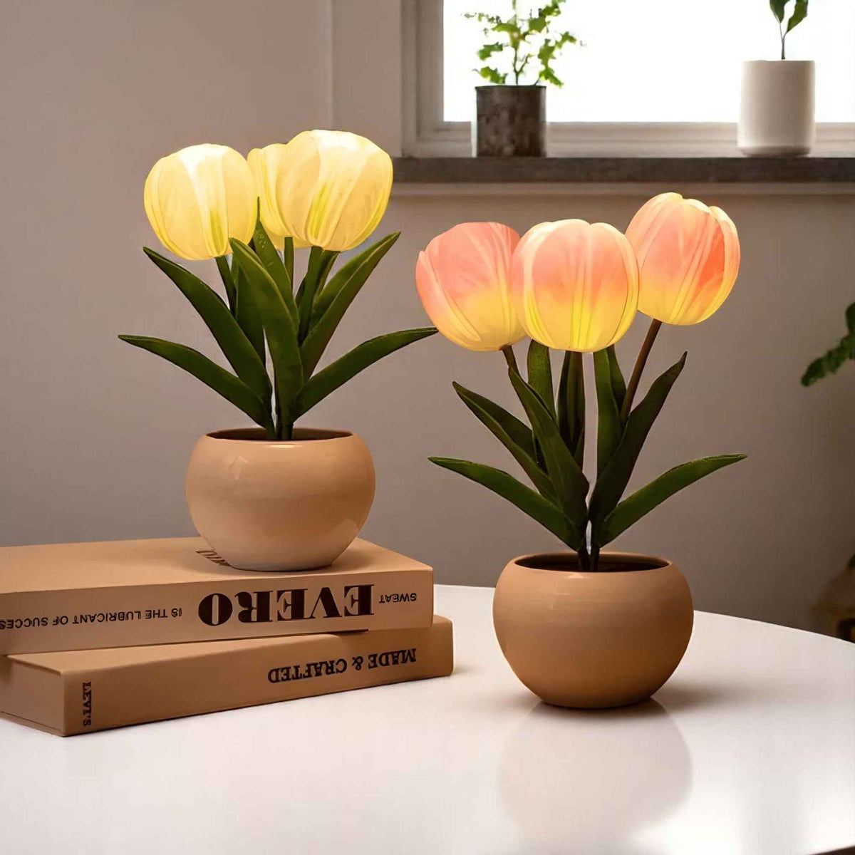 Lampes de table : Lampe de Chevet LED Fleur Tulipe Ambiance Douce dans de Marche Lino