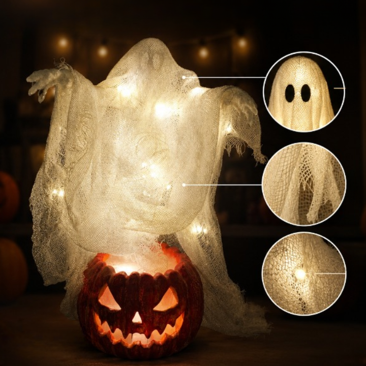 Home & Garden > Decor > Seasonal & Holiday Decorations : Lampe Citrouille Fantôme Géante Lumineuse LED - 130cm dans de Marche Lino