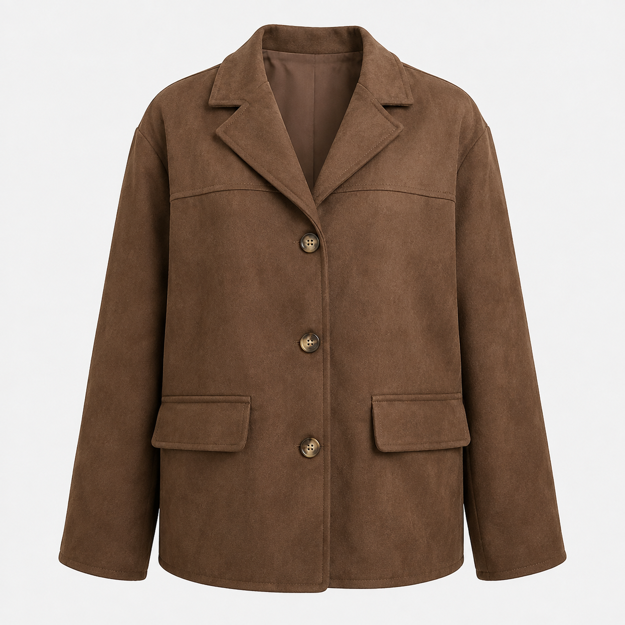Veste Blazer Femme Marron 100% Polyester avec Poches