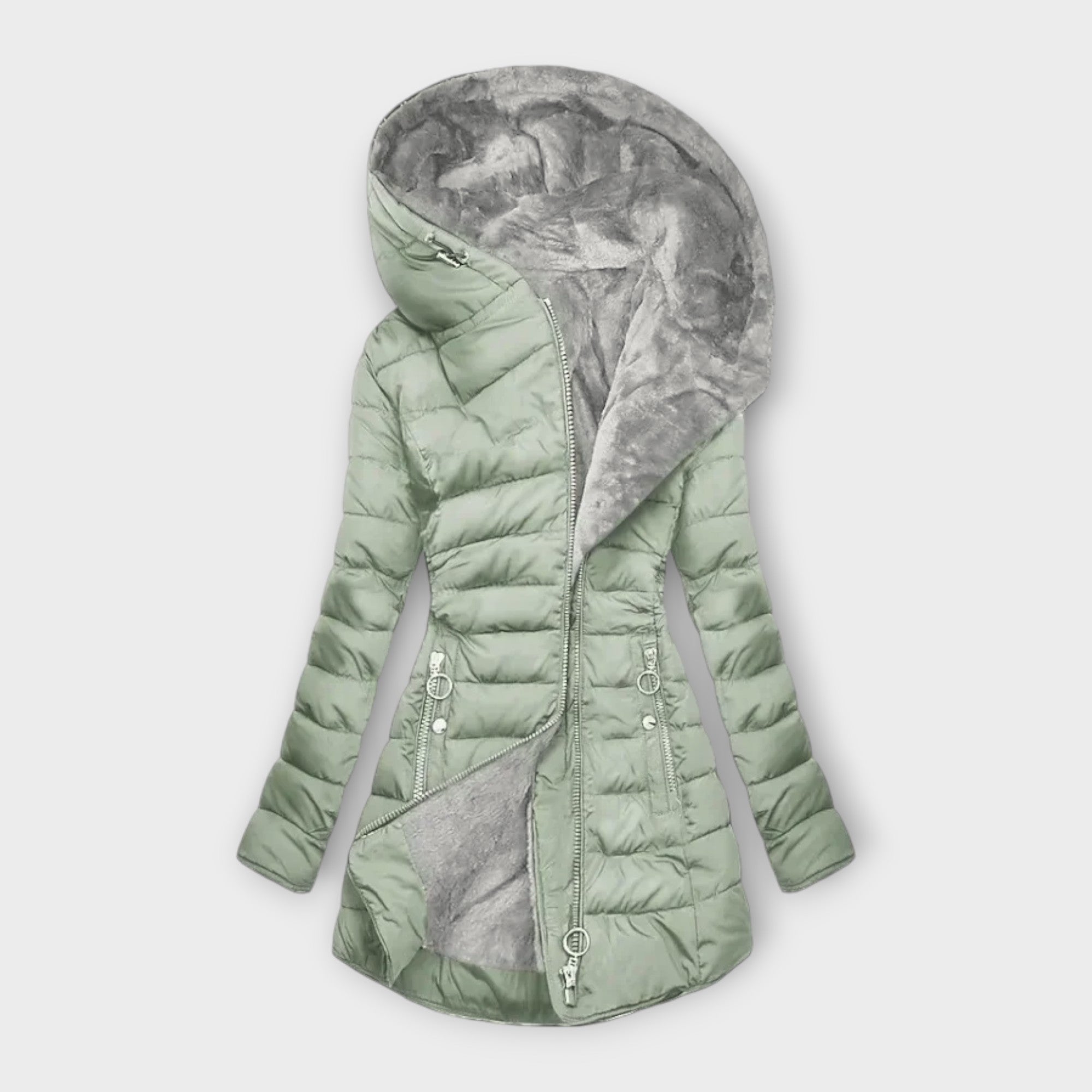 Manteaux et vestes pour femmes : Femme - Veste Féminine d'Hiver Ajustée Accessoire D'Hiver dans Vert clair S de Marche Lino