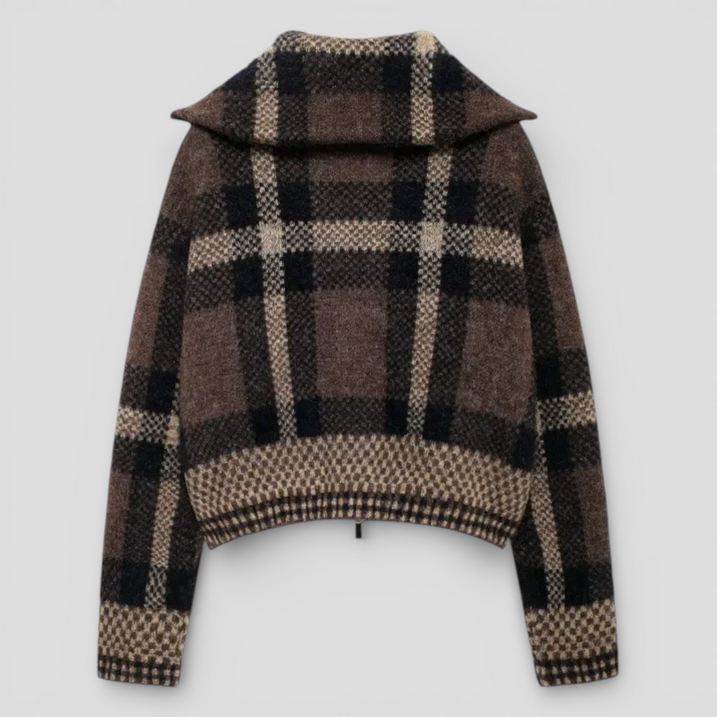 Veste Femme à Carreaux Manches Longues Mode Européenne