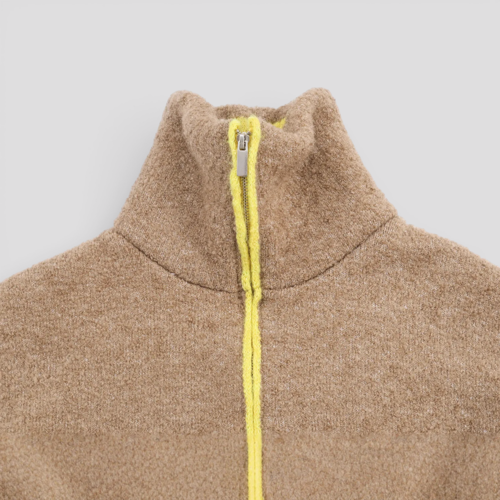 Veste Femme en Tricot Épais Col Montant Fermeture Éclair