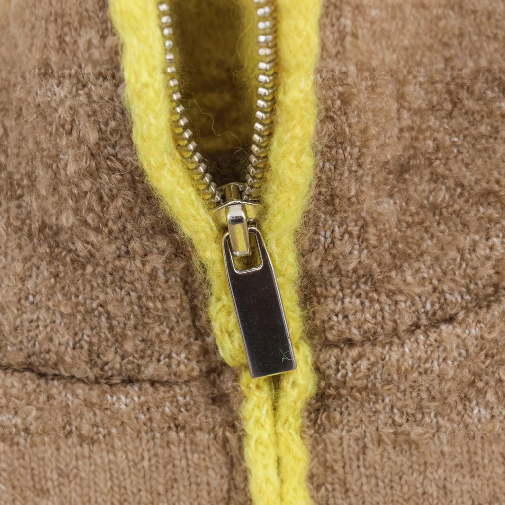 Veste Femme en Tricot Épais Col Montant Fermeture Éclair
