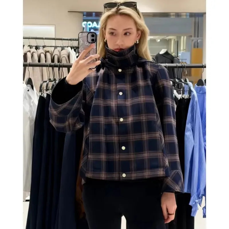 Veste Femme à Carreaux avec Capuche 0