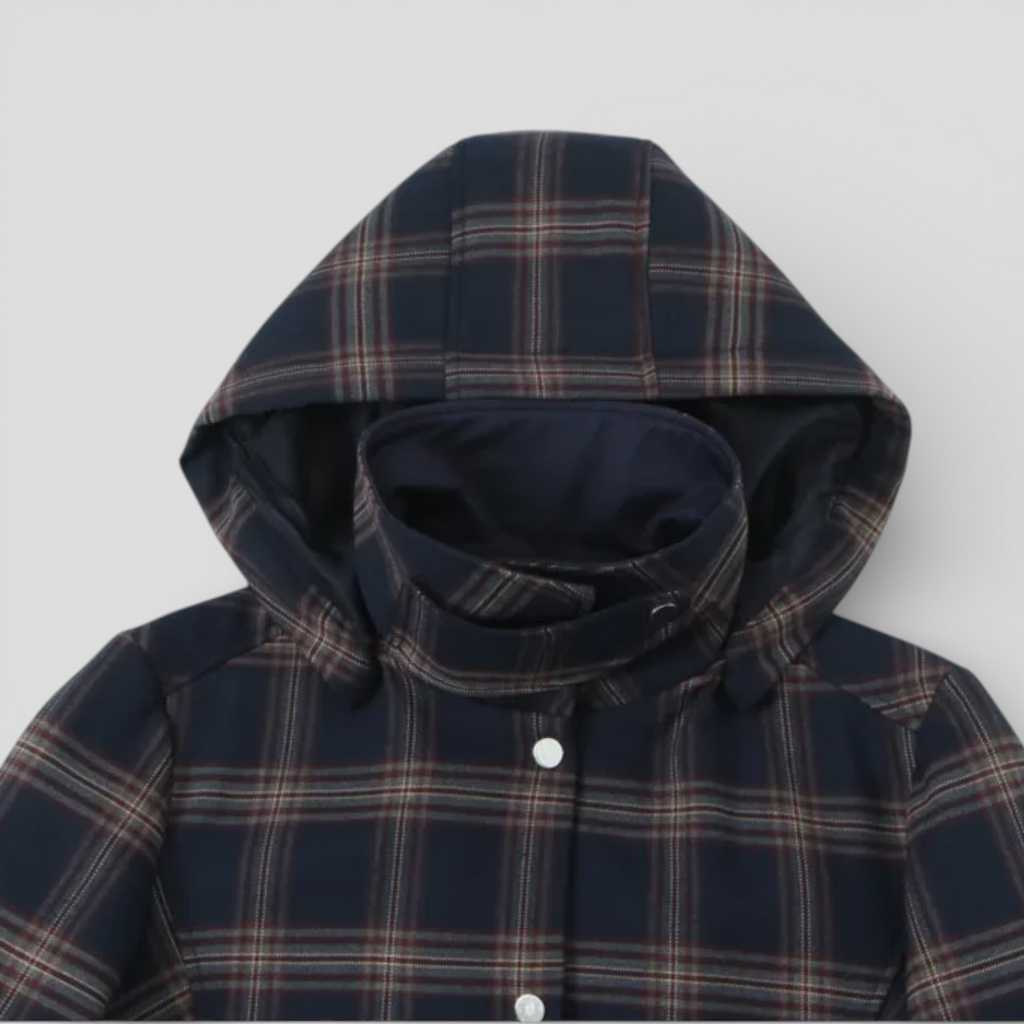 Veste Femme à Carreaux avec Capuche Manteau Vintage Femme