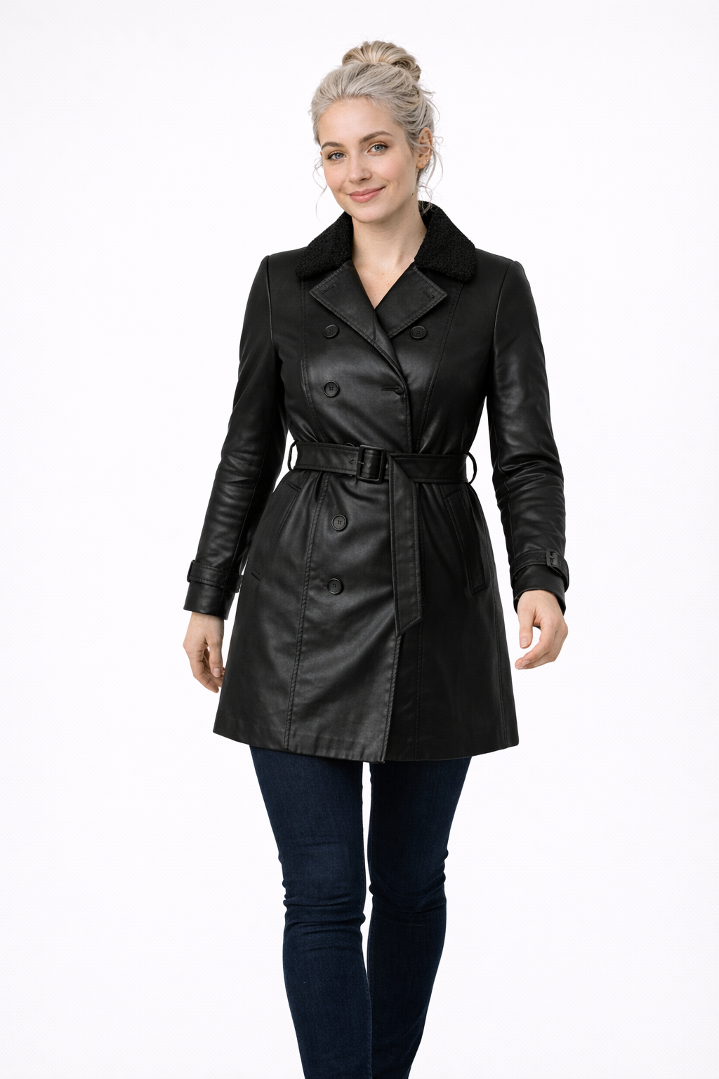 Veste Élégante en Cuir Noir pour Femme Haute Qualité Cuir