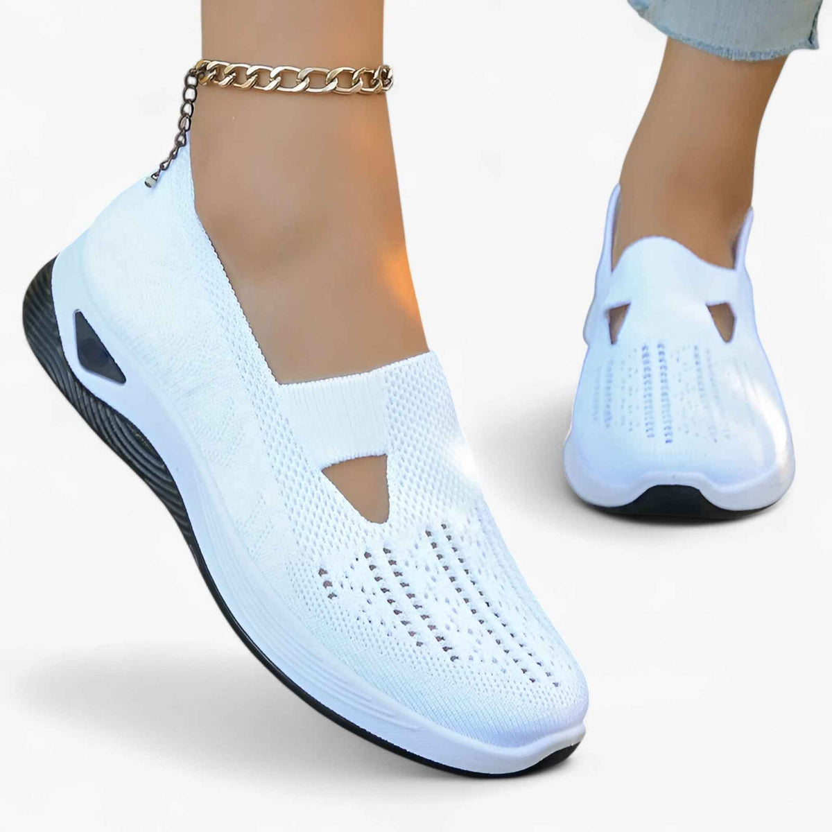 Sneakers : Chaussures Femme en Denim Légères & Confortables avec Amorti Efficace - Qualite Premium, Confort Optimal dans Blanc de Marche Lino
