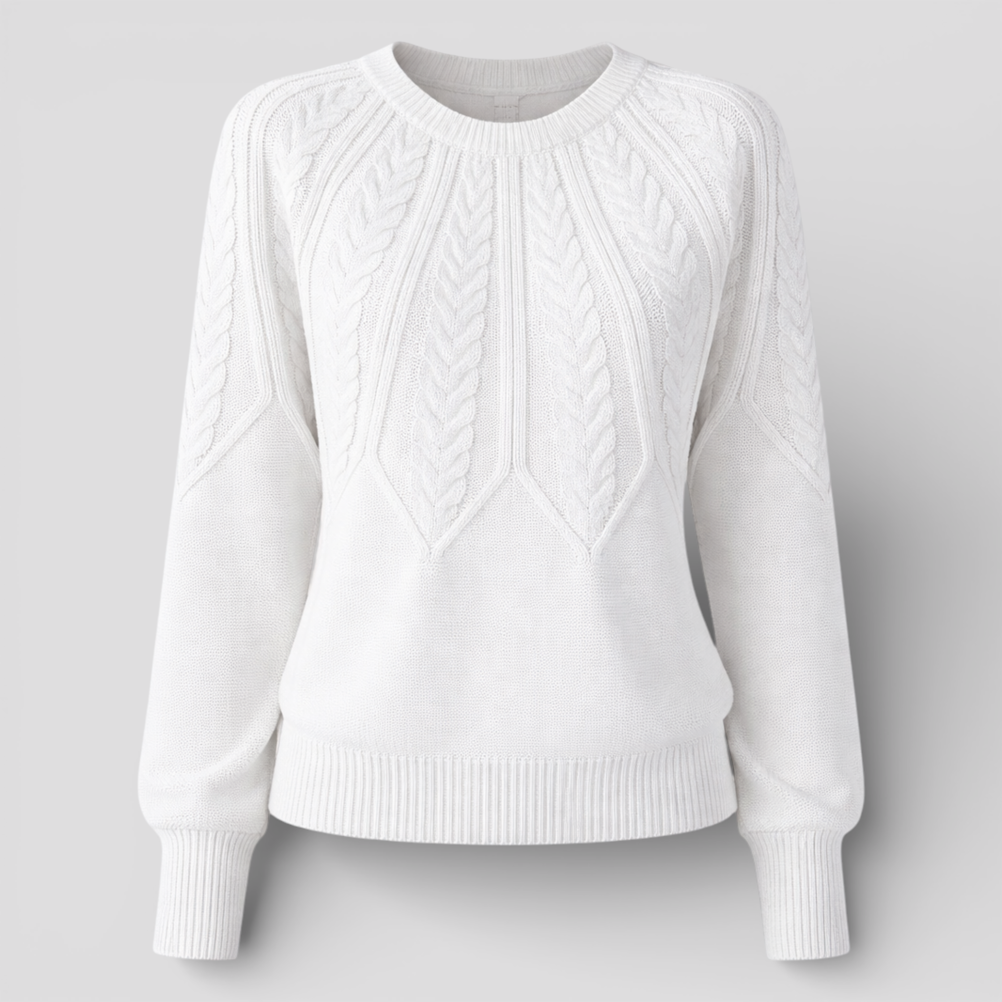 Pulls pour femmes : Pull Femme à Manches Larges Coton Coupe Régulière dans Blanc de Marche Lino