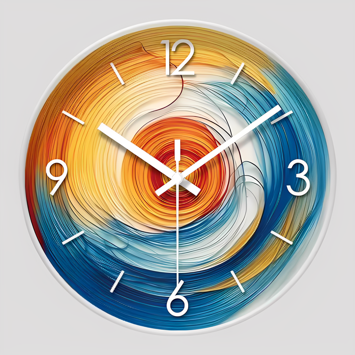 Horloges murales : Horloge Murale Abstraite à Spirale Colorée Verre dans Blanc de Marche Lino