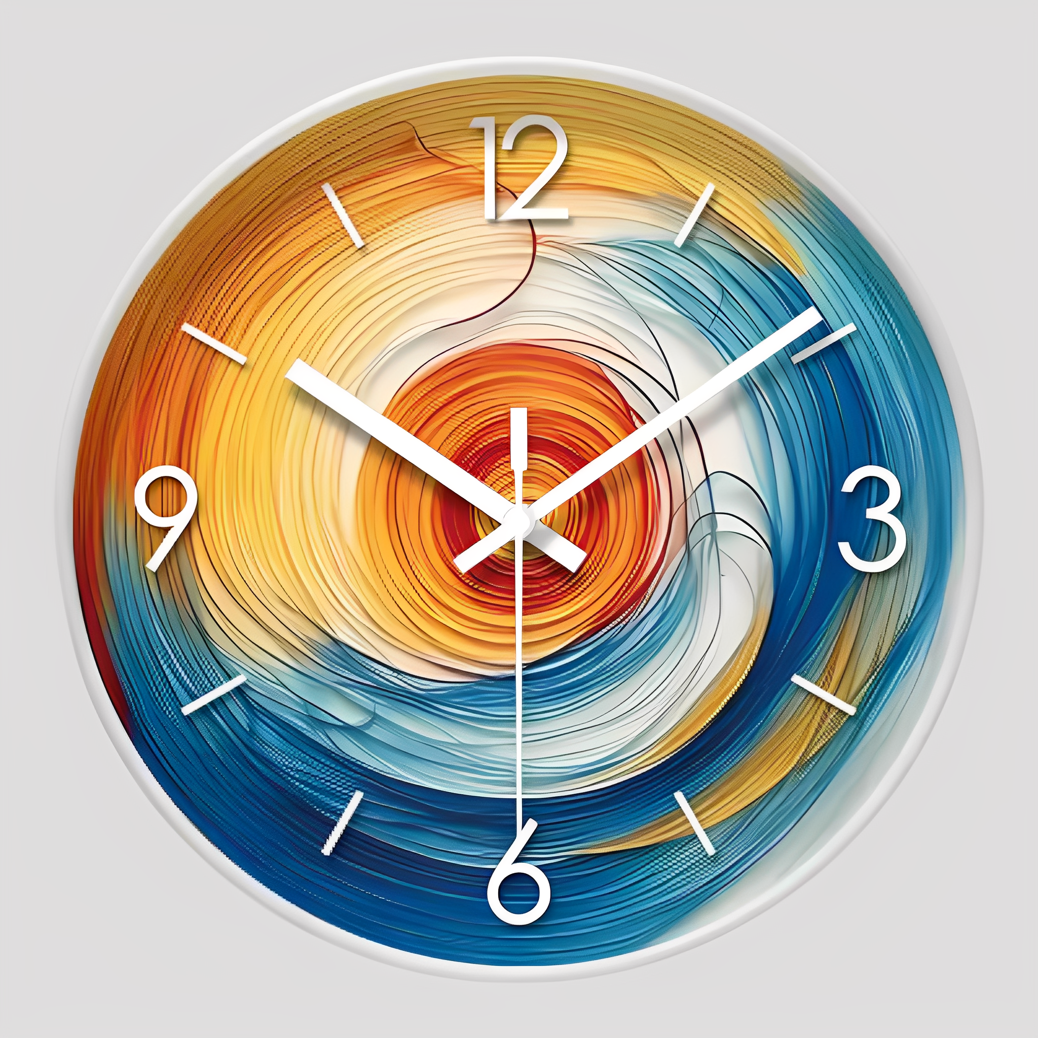 Horloges murales : Horloge Murale Abstraite à Spirale Colorée Verre dans Blanc de Marche Lino