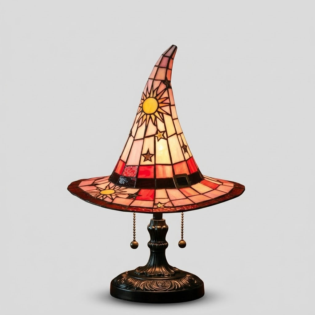 Lampe Chapeau de Sorcière en Verre Teinté - Lumière Chaude Artisanale