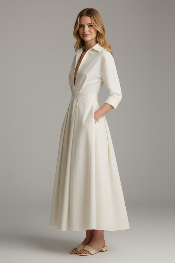 Robe Midi Femme a Taille Marquee