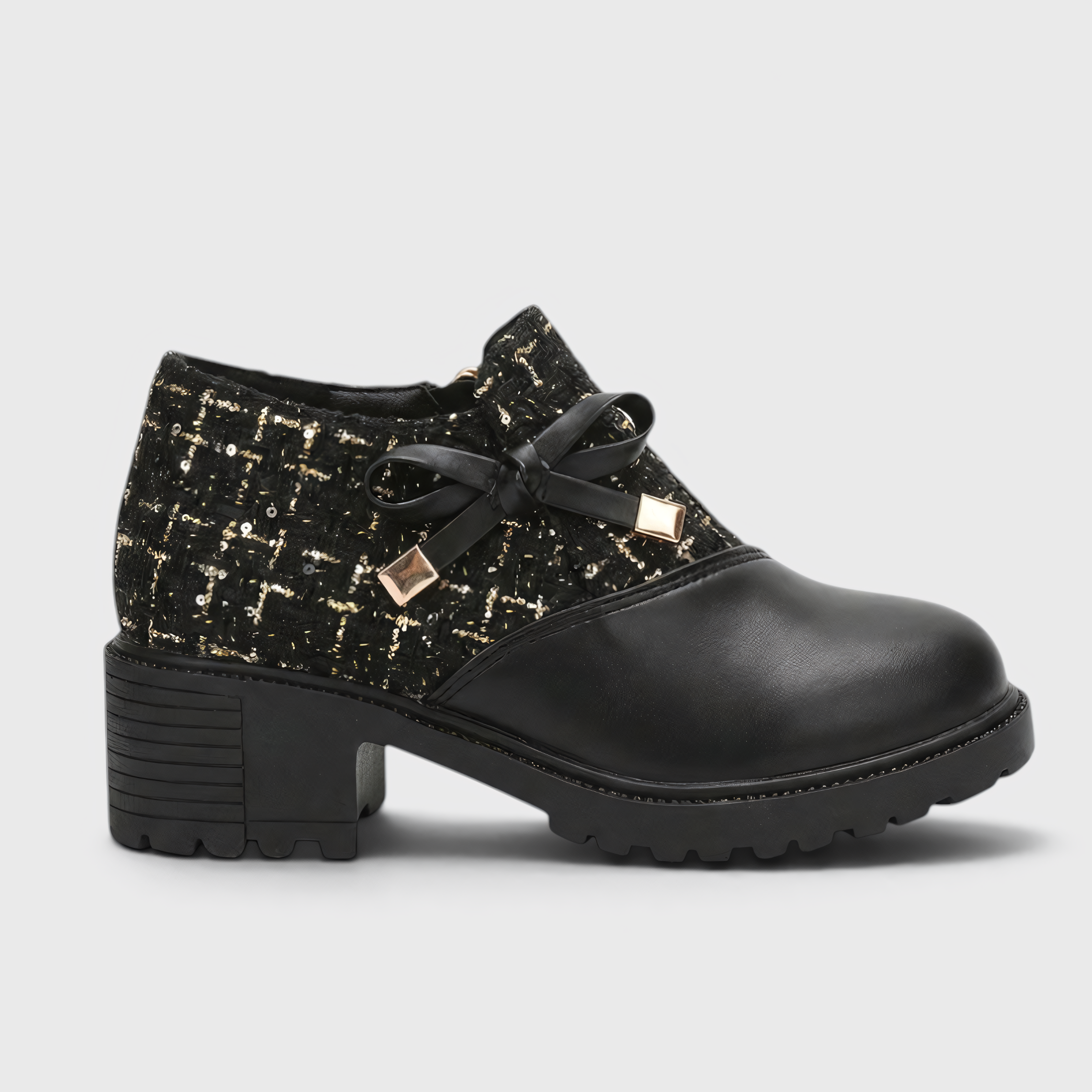 AS - Womens - Heels : Chaussures talons bas femme, zip, semelle anti-dérapante PU dans Noir de Loranza