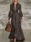 Robe maxi Femme à motifs paisley, au style vintage, avec fermeture éclair.