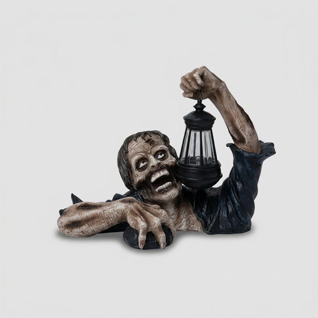 Home & Garden > Decor > Artwork > Sculptures & Statues : Figure de Zombie de Jardin avec Lanterne - Décoration d'Halloween en Résine dans Default Title de Marche Lino