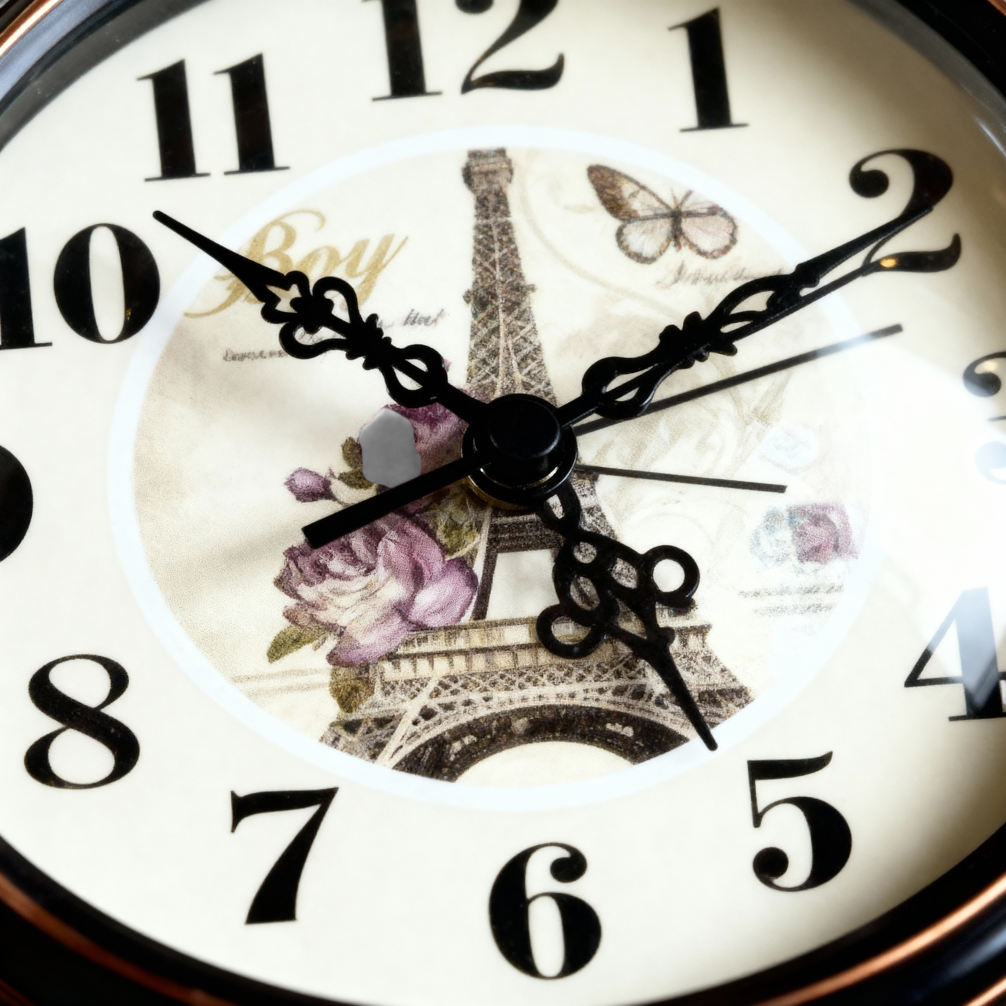 Horloges de bureau : Horloge de Table Style Vintage Tour Eiffel Métal Noir et Bronze dans de Marche Lino
