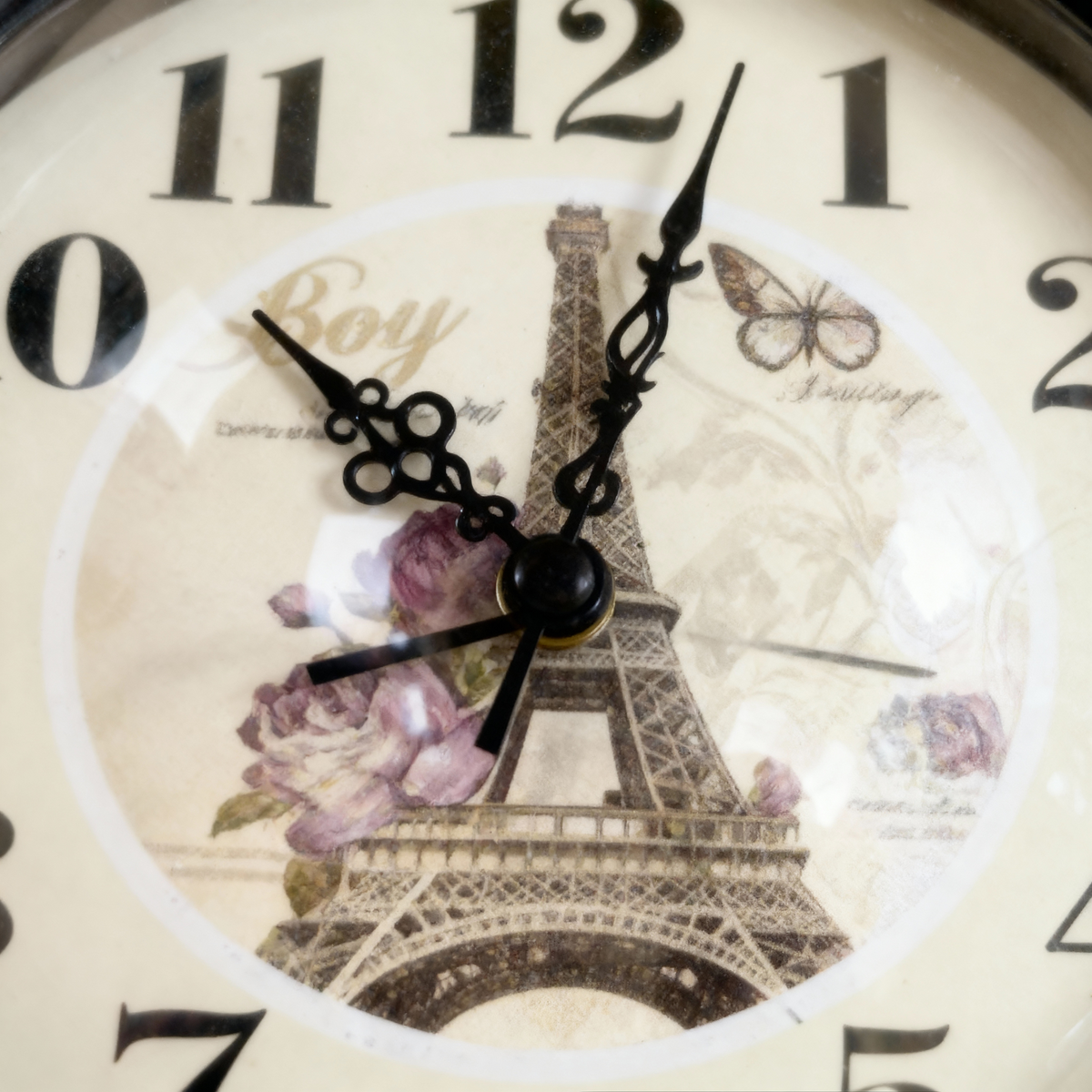 Horloges de bureau : Horloge de Table Style Vintage Tour Eiffel Métal Noir et Bronze dans de Marche Lino