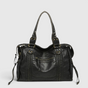 Black Women's Shoulder Bag – Trendy Faux Leather Handbag with Zipped Pockets