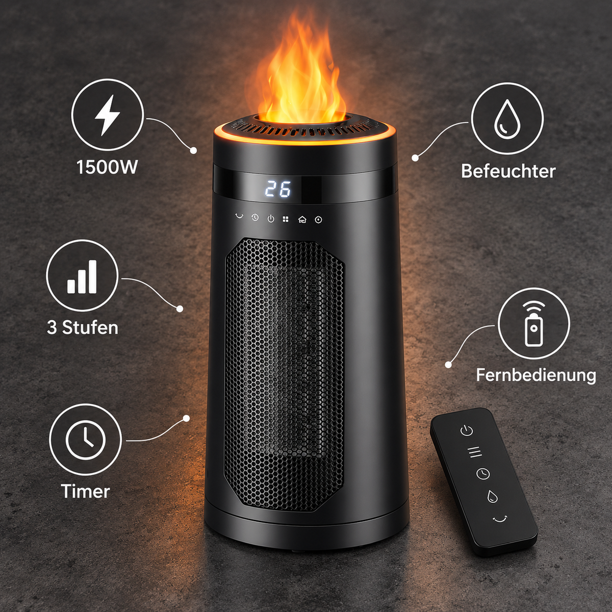 Space Heaters : FlameHeat Radiateur Céramique 1500W dans de Roselva