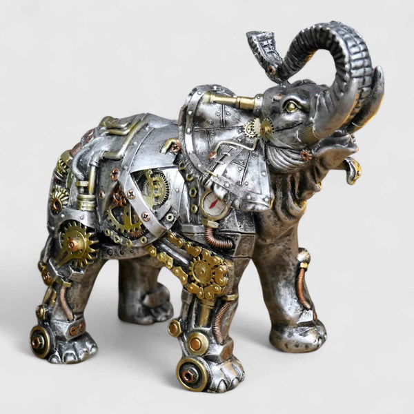Sculptures d'animaux : Sculpture d'Animal Steampunk en PVC avec Finition Effet Bronze dans Éléphant: 350g dimensions: 7 x 11 x 20 cm de Marche Lino