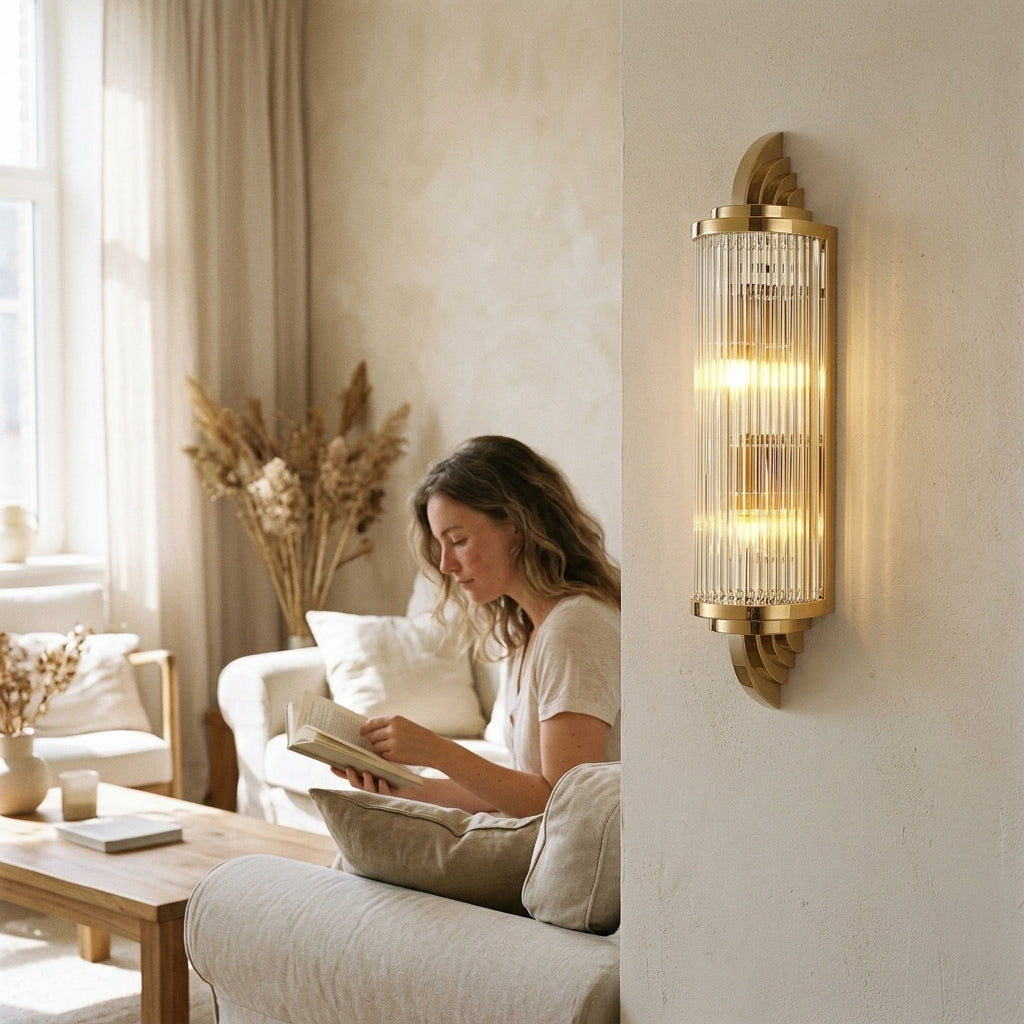Wandlampe : Applique Murale Gatsby - Élégance Art Déco en Or dans de Roselva