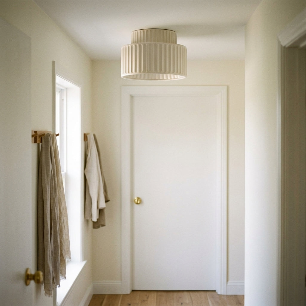 Deckenleuchte : Plafonnier Cannelé - Design Tambour à Deux Niveaux dans de Roselva
