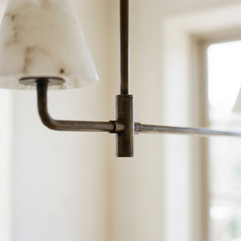 Pendelleuchte : Lampe Suspension Alba en Albâtre et Bronze dans de Roselva