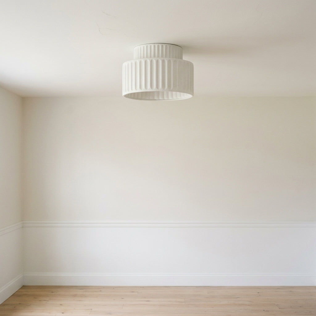 Deckenleuchte : Plafonnier Cannelé - Design Tambour à Deux Niveaux dans de Roselva