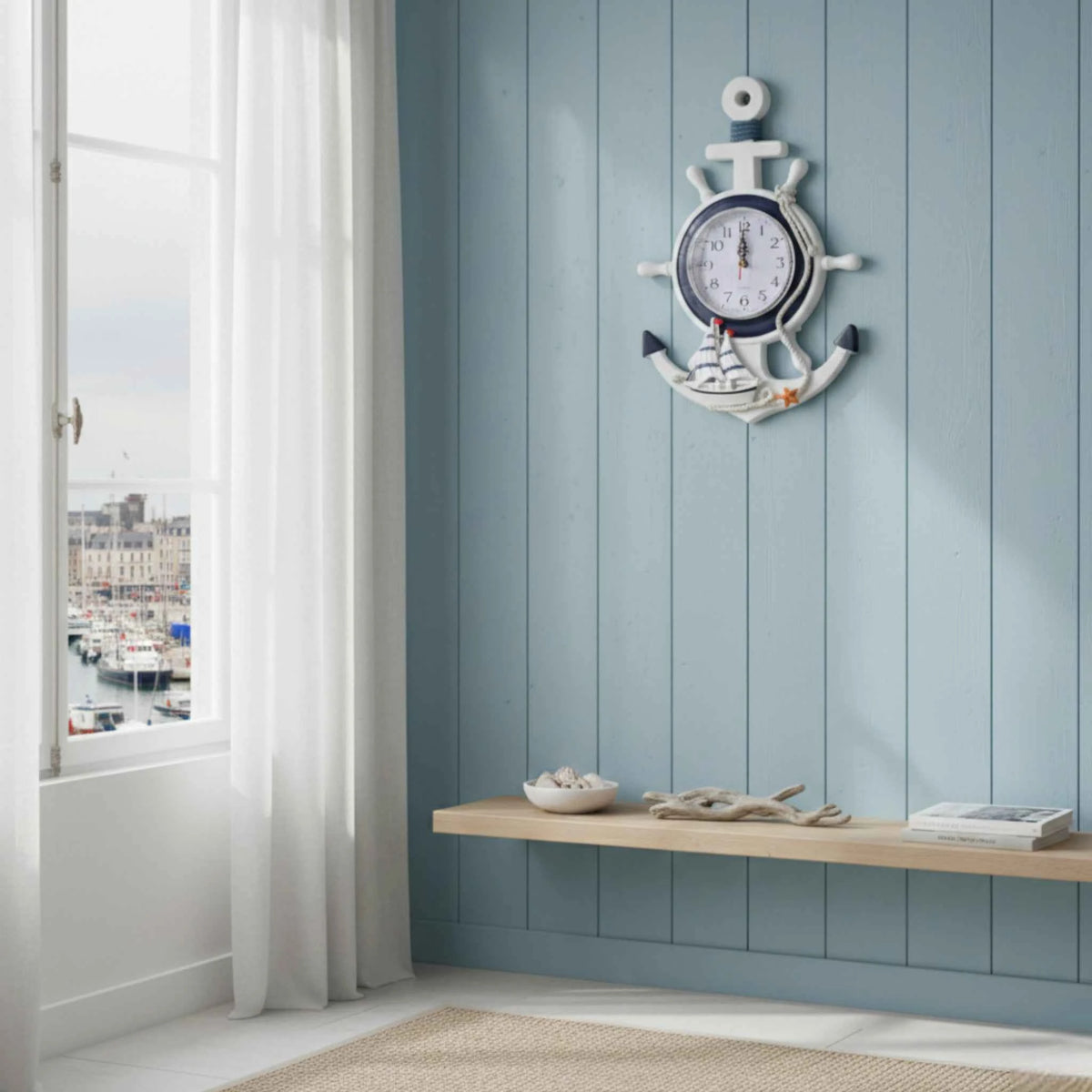 Horloges murales : Horloge Murale Décorative en Forme D’Ancre dans de Marche Lino
