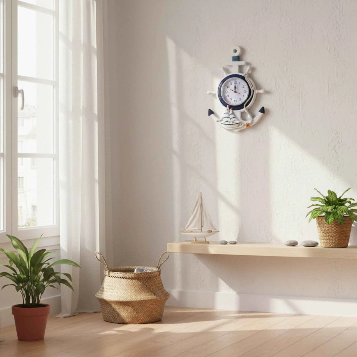 Horloges murales : Horloge Murale Décorative en Forme D’Ancre dans de Marche Lino