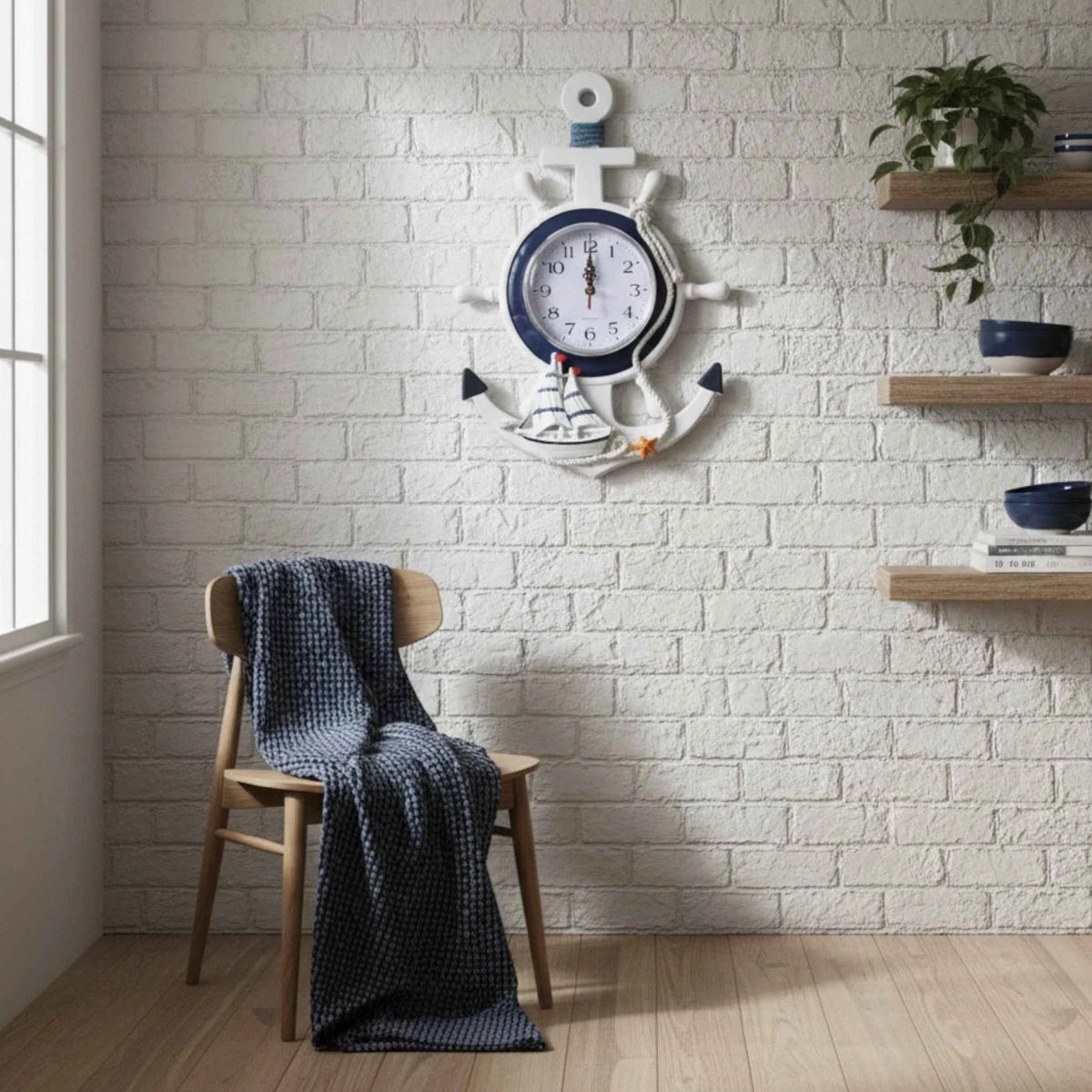 Horloges murales : Horloge Murale Décorative en Forme D’Ancre dans de Marche Lino
