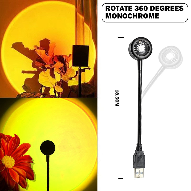 Projection Ambient Lamp : Lampe de Projection Coucher de Soleil – Lumière d'Ambiance Prisme Arc-en-Ciel dans de Marche Lino
