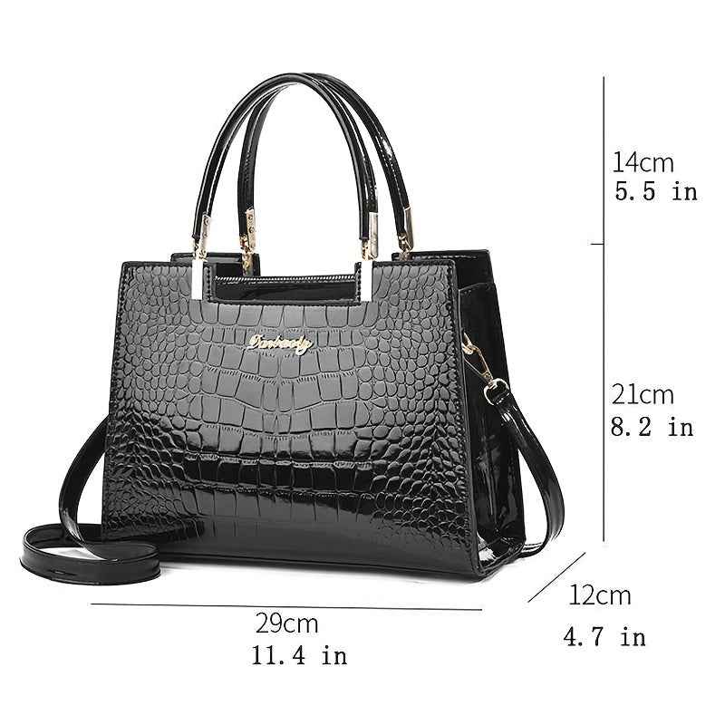 Handbag : Sac à main femme cuir véritable brillant – Grand, élégant et chic dans de Marche Lino