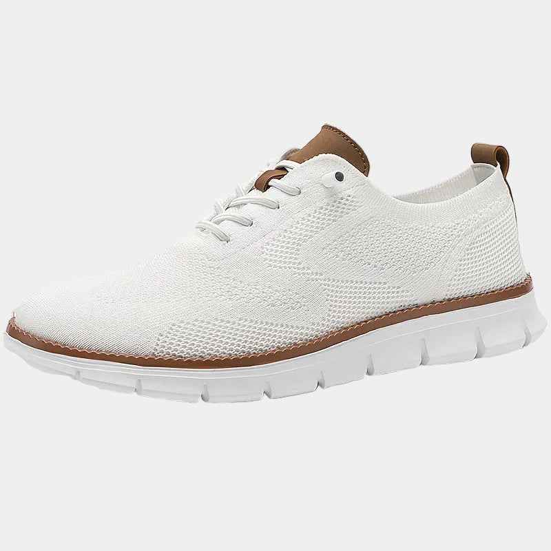 Baskets : Baskets pour hommes à lacets en maille dans Blanc de Marche Lino
