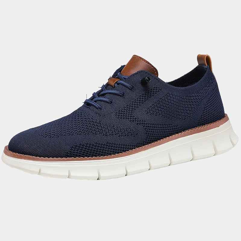 Baskets : Baskets pour hommes à lacets en maille dans Bleu marine de Marche Lino