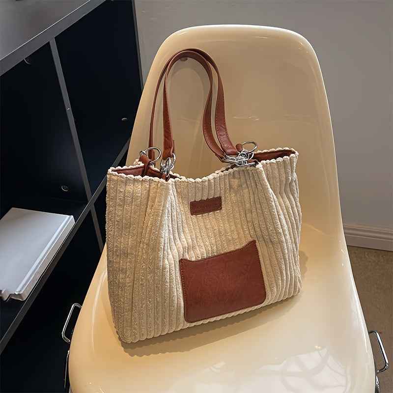 Handbag : S.F.Y. Sac à bandoulière en velours côtelé avec chaîne Femme dans Style Deux Marron de Marche Lino