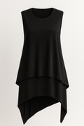 Top Femme Asymétrique Fluide Noir Élégant Sans Manches S-XL