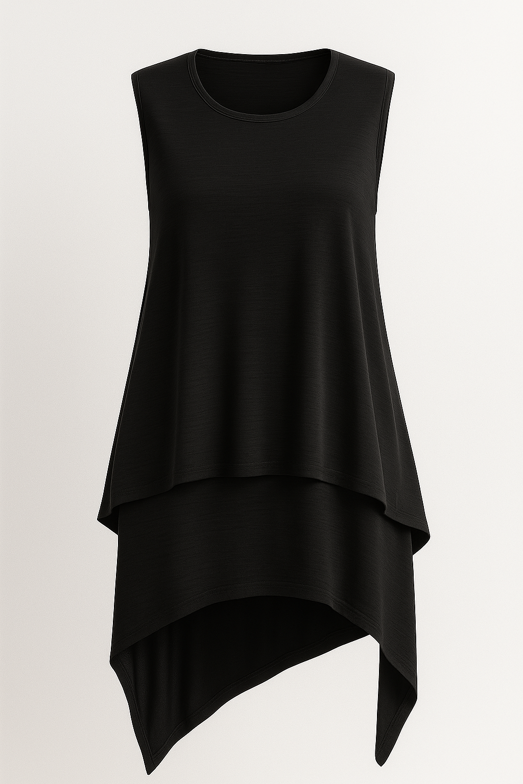 Top Femme Asymétrique Fluide Noir Élégant Sans Manches S-XL