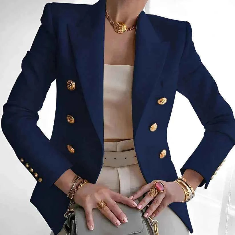 Blazer femme à double boutonnage avec boutons dorés