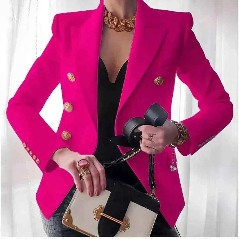 Blazer femme à double boutonnage avec boutons dorés