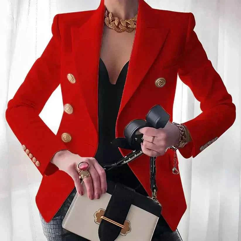 Blazer femme à double boutonnage avec boutons dorés