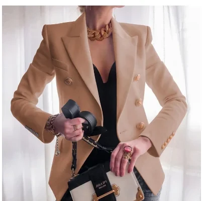 Blazer femme à double boutonnage avec boutons dorés