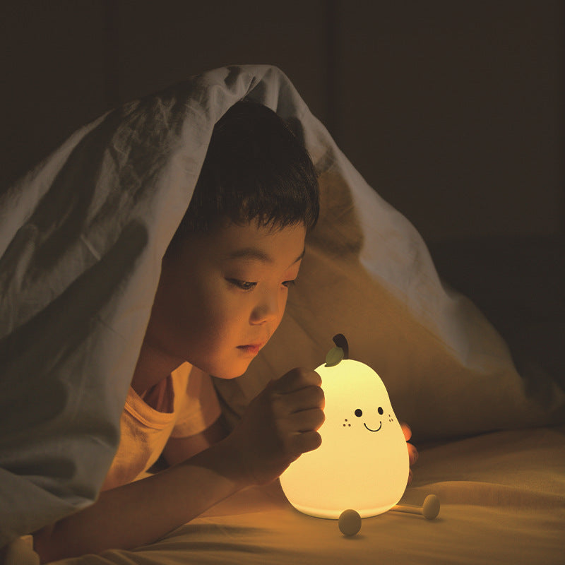 Silicone Night Light : Veilleuse Poire en Silicone – Lampe de Chevet Tactile Dimmable dans de Marche Lino