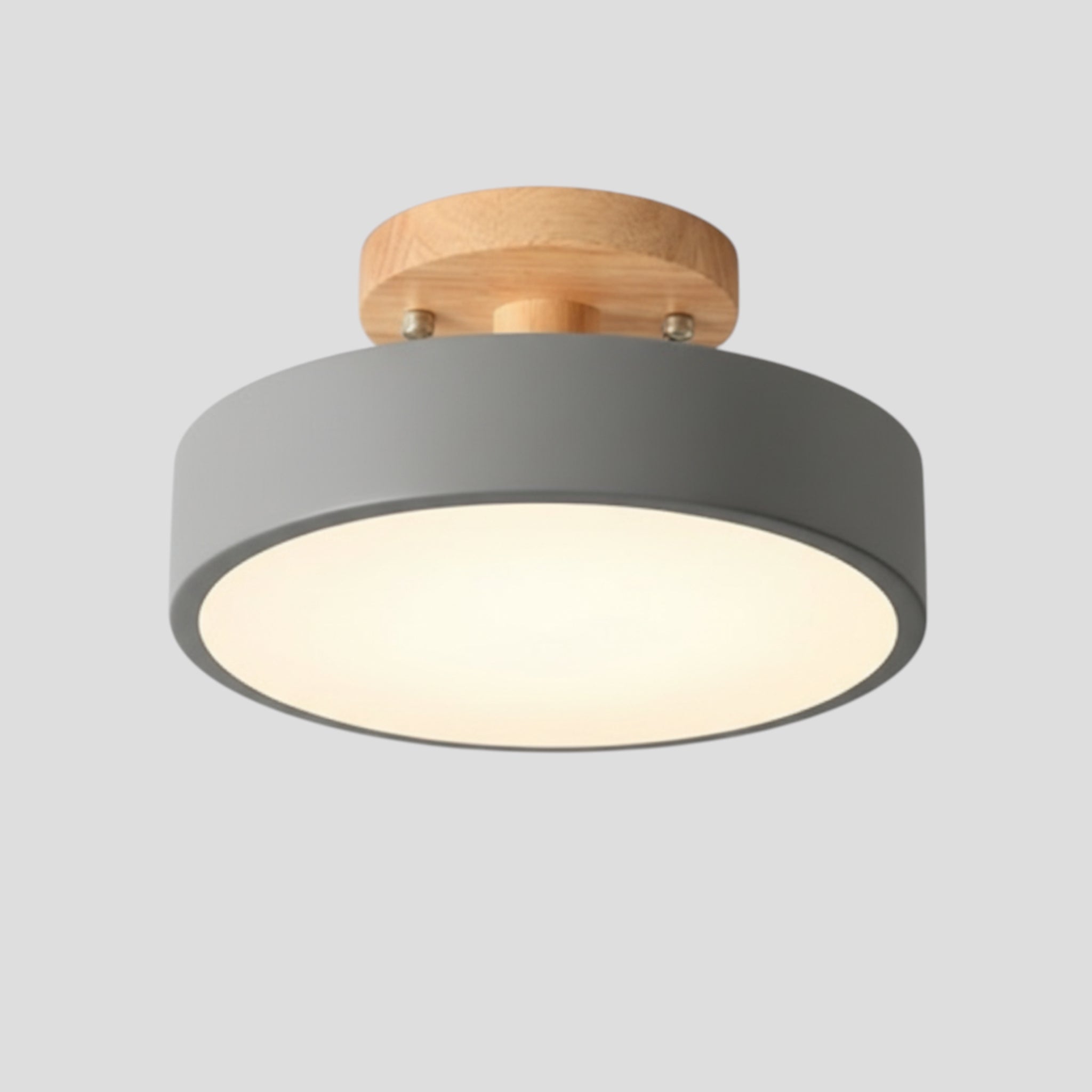 Luminaires de plafond : Plafonnier en Bois Rond - LED Intégrée Luminaires de plafond dans Gris de Marche Lino