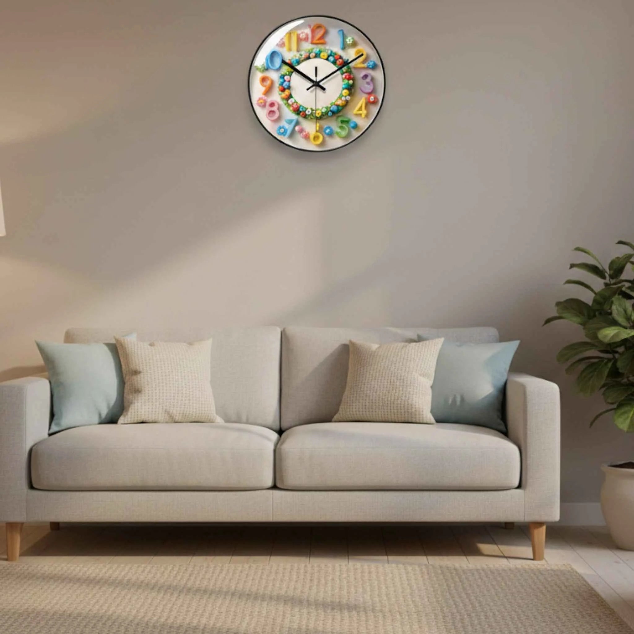 Horloges murales : Horloge Murale Décorative Verre - Style Dessin Animé, Mouvement Quartz dans de Marche Lino