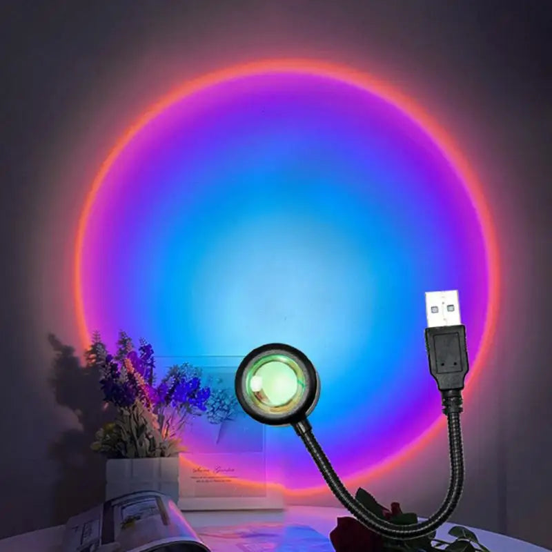 Projection Ambient Lamp : Lampe de Projection Coucher de Soleil – Lumière d'Ambiance Prisme Arc-en-Ciel dans de Marche Lino