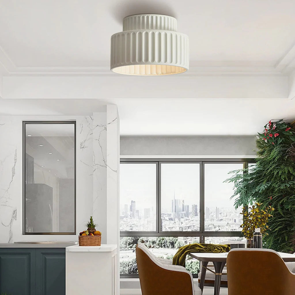 Deckenleuchte : Plafonnier Cannelé - Design Tambour à Deux Niveaux dans de Roselva