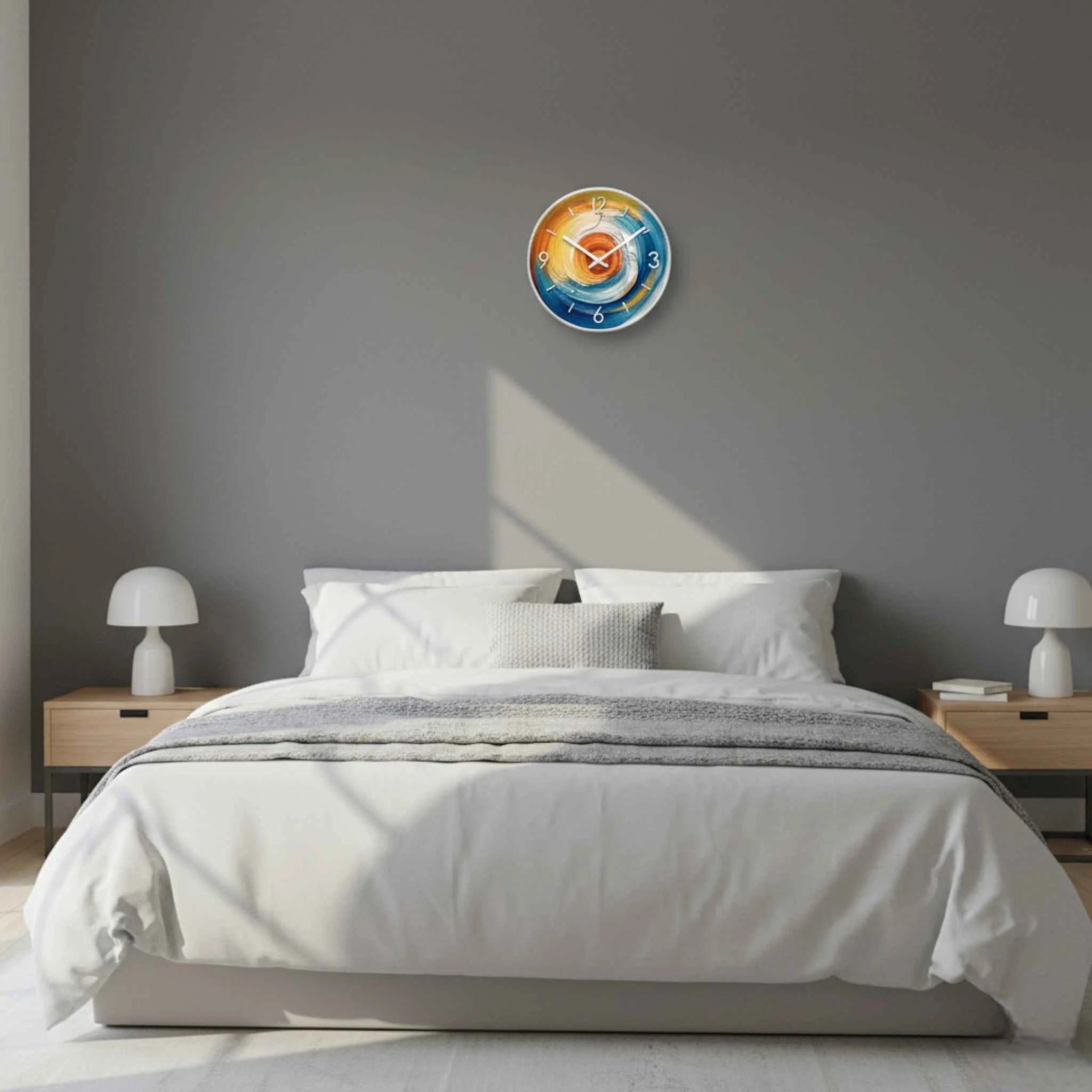 Horloges murales : Horloge Murale Abstraite à Spirale Colorée Verre dans de Marche Lino