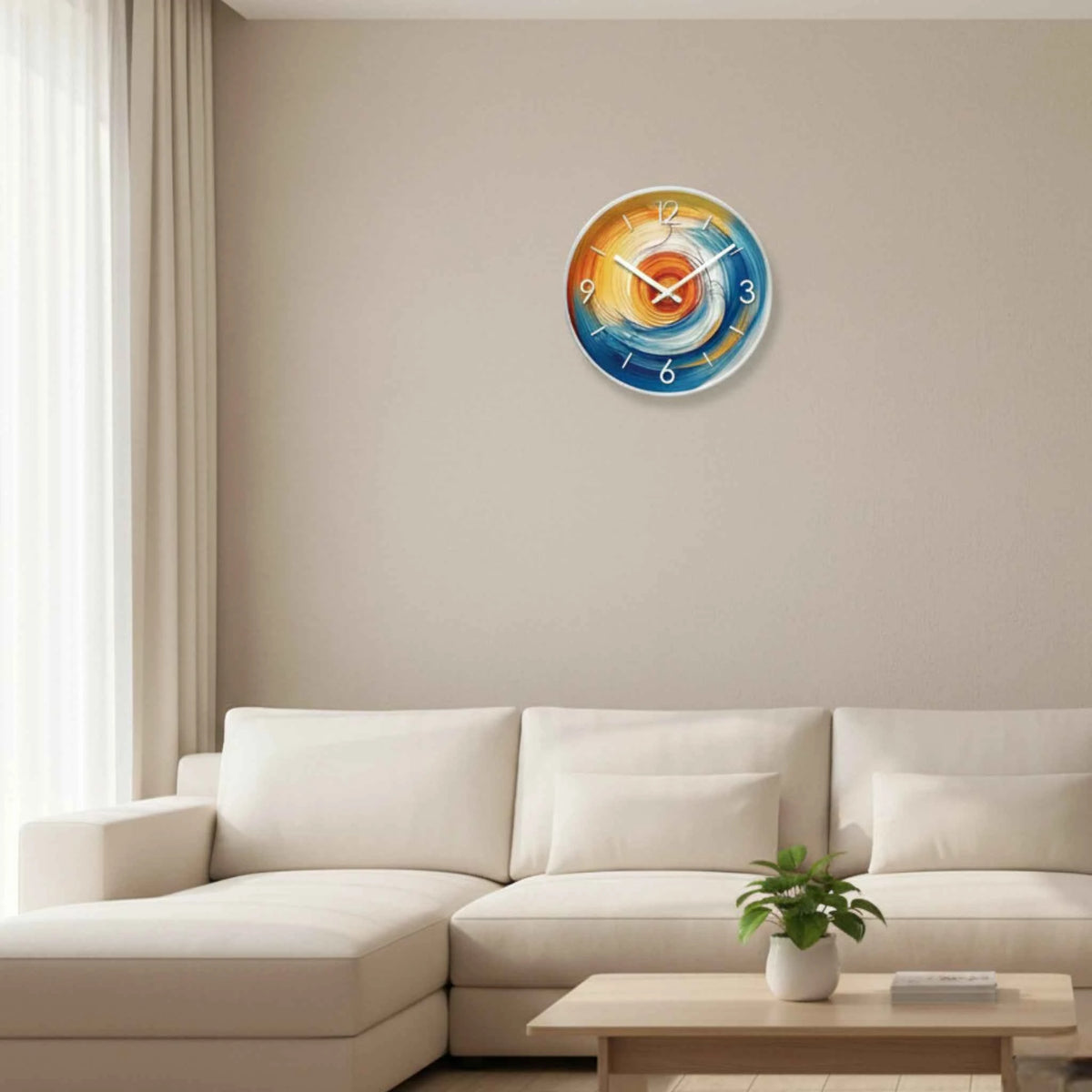 Horloges murales : Horloge Murale Abstraite à Spirale Colorée Verre dans de Marche Lino