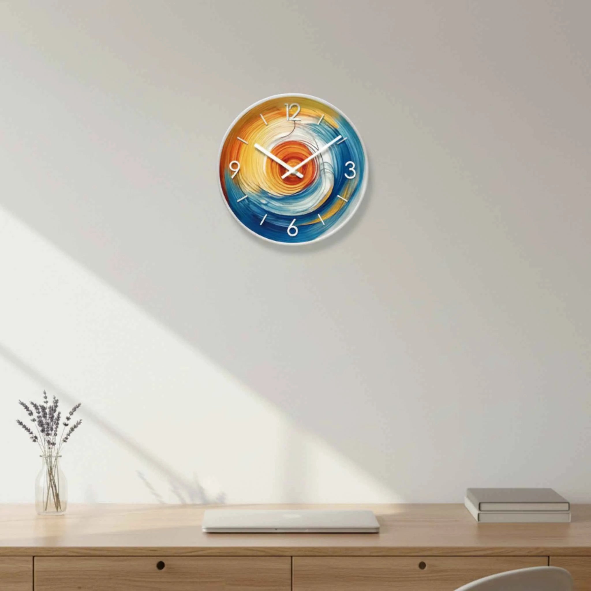 Horloges murales : Horloge Murale Abstraite à Spirale Colorée Verre dans de Marche Lino